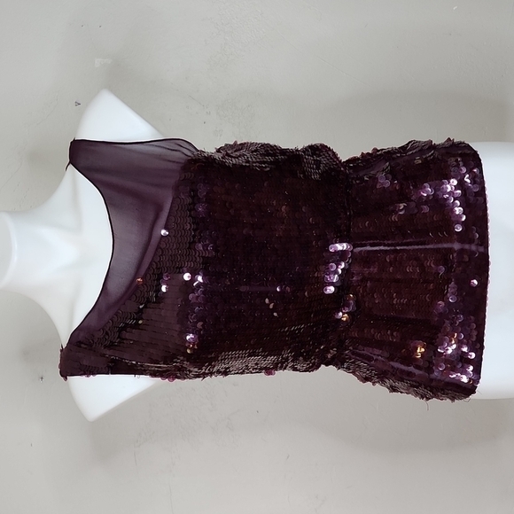 Alice + Olivia Tops - Alice + Olivia Purple Sequin Silk Sleeveless Blouse